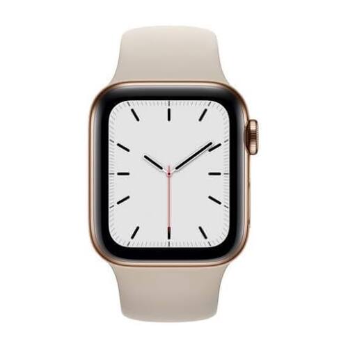 Angle. Apple - Refurbished Watch Series 5 Stainless Steel 40mm A2094 (GPS + Cellular) - Gold.