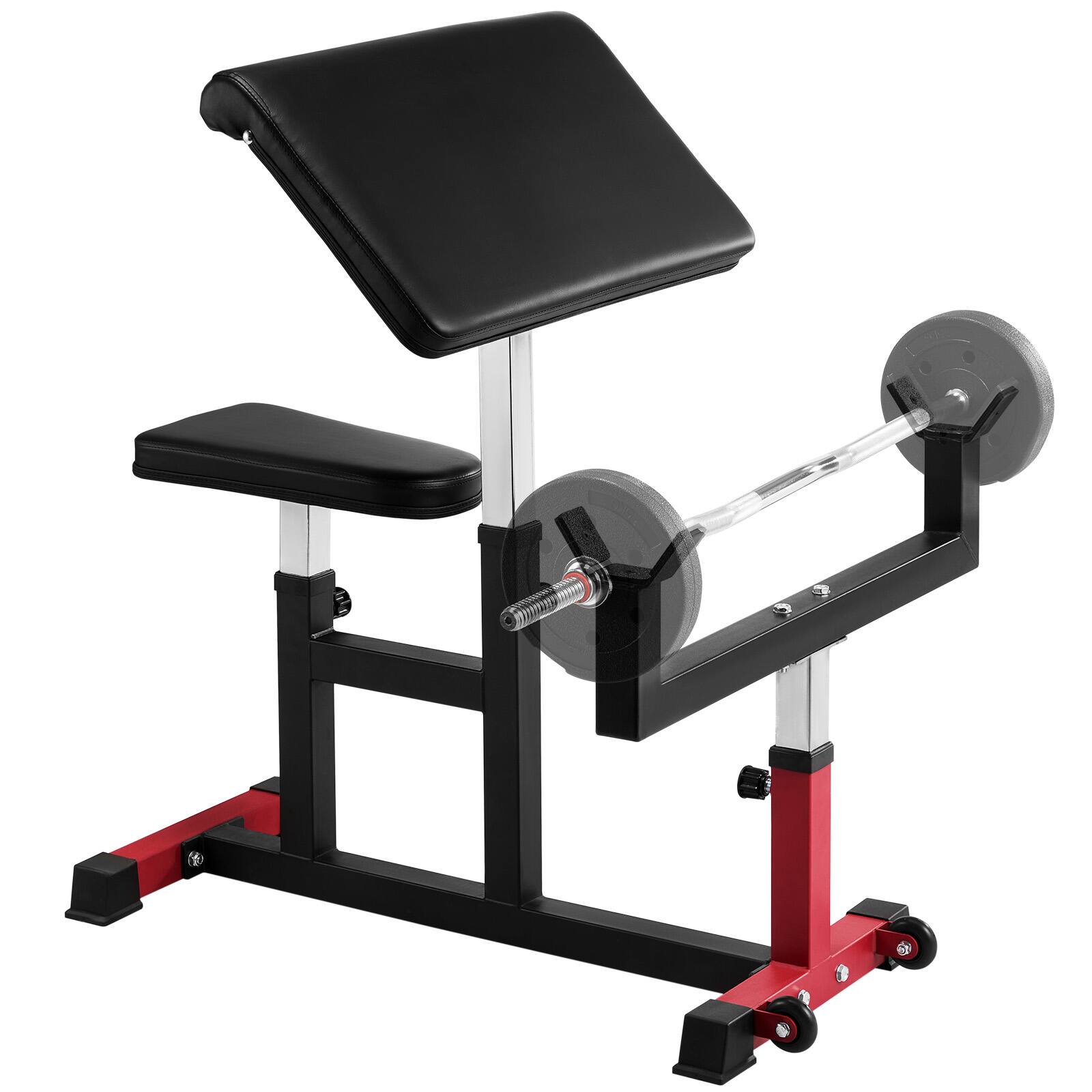 Alt View 5. VEVOR - Preacher Curl Bench, Strength Training Biceps Machine, Max load 440 LBS Home Gym Equipment - Black+Red.