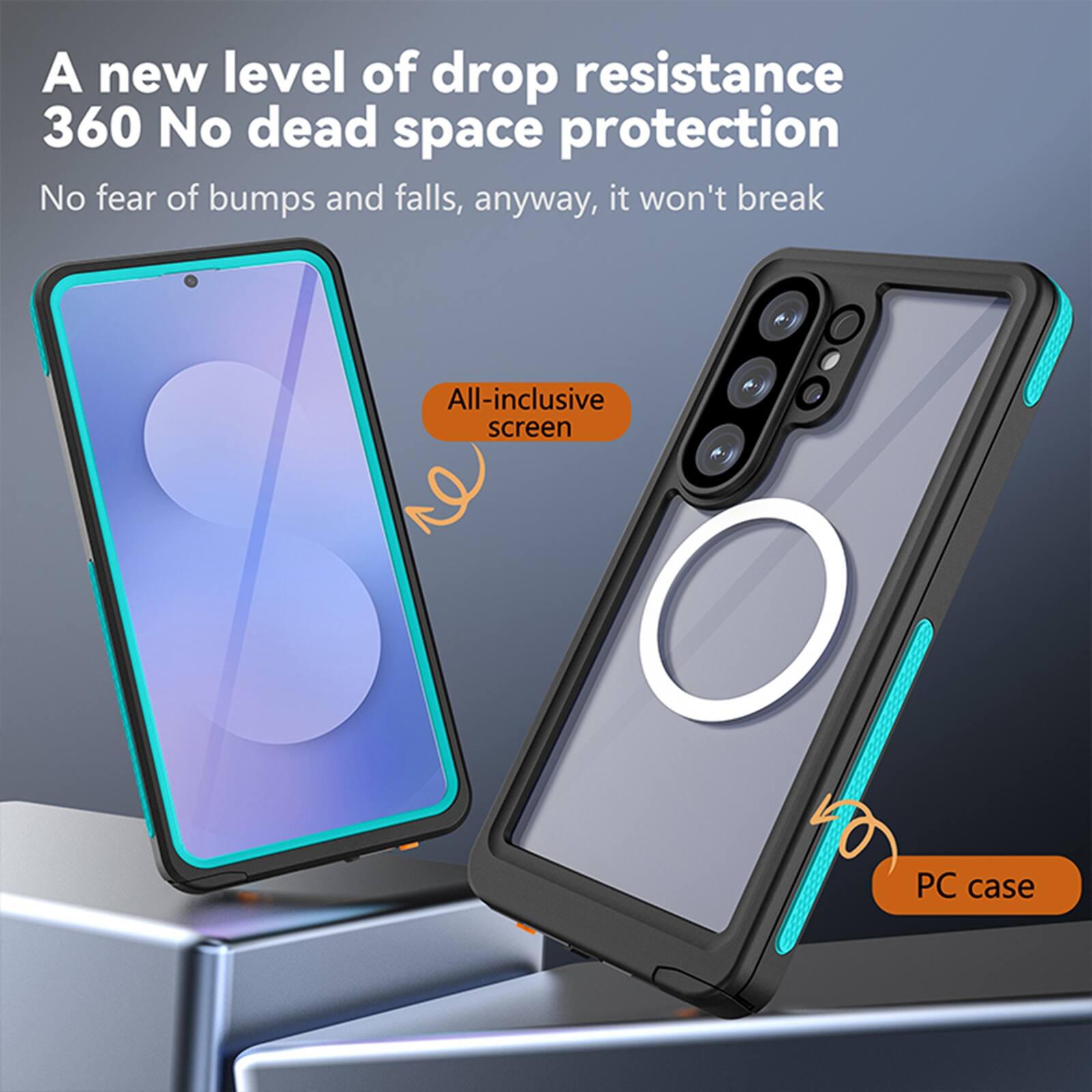 A new level of drop resistance  
360 No dead space protection  
No fear of bumps and falls, anyway, it won't break  
All-inclusive screen  
PC case