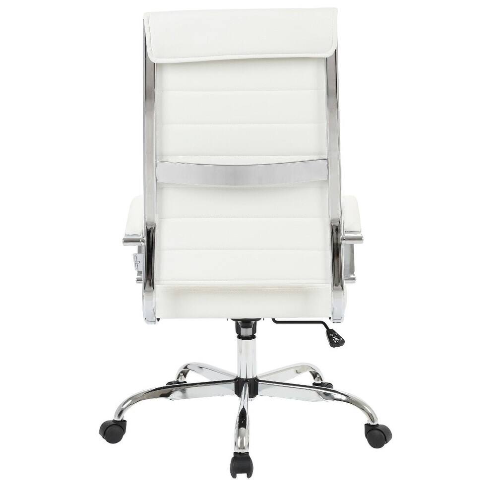 Alt View 5. LeisureMod - Benmar High Back Leather Office Chair with Adjustable Height, Swivel Base, Ergonomic Design Modern Conference Chair - White.