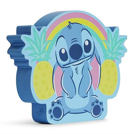 Front. Disney - Disney Lilo & Stitch Pineapples Die-Cut Wooden Wall Art | 6 x 8 Inches - Blue.