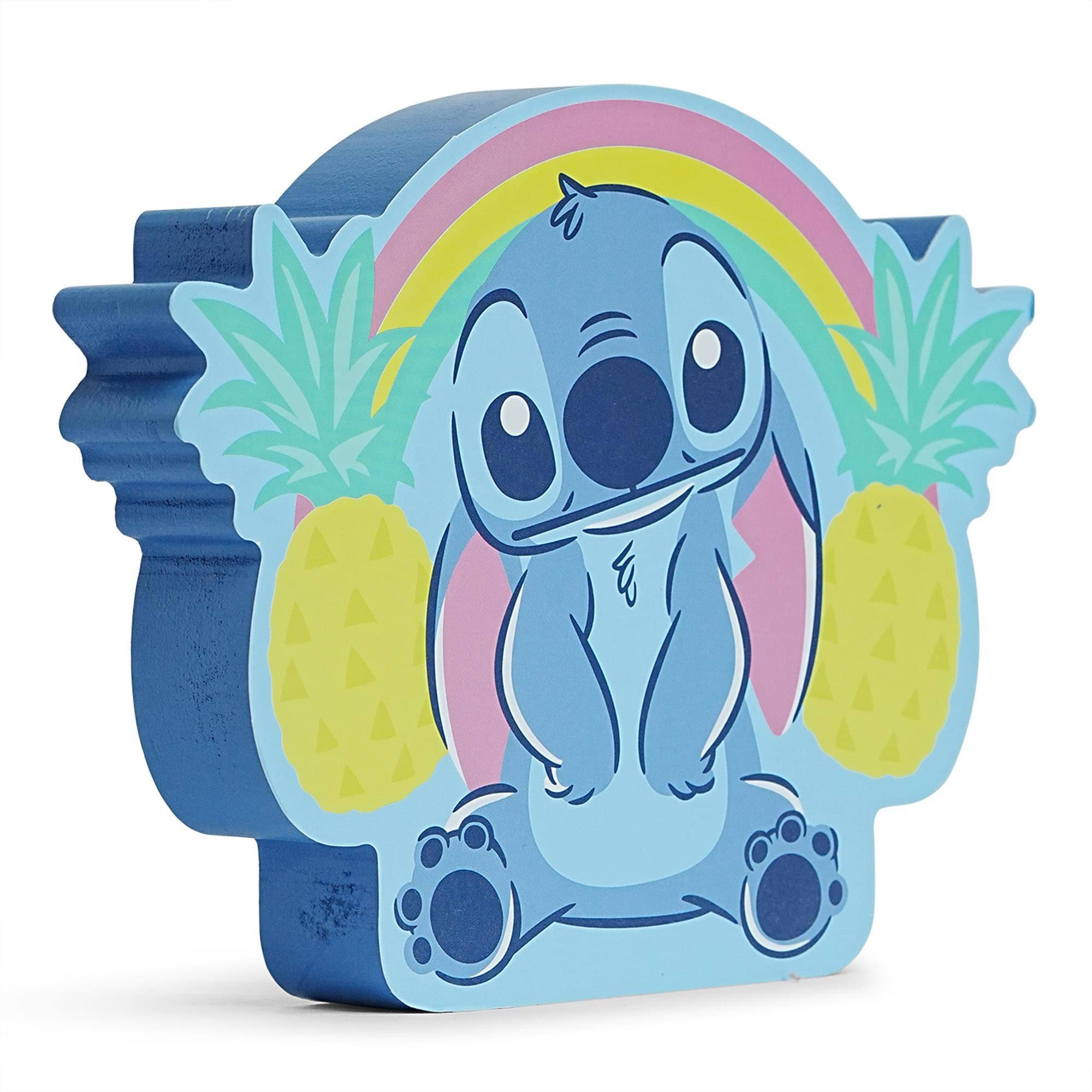 Front. Silver Buffalo - Disney Lilo & Stitch Pineapples Die-Cut Wooden Wall Art | 6 x 8 Inches - Blue.