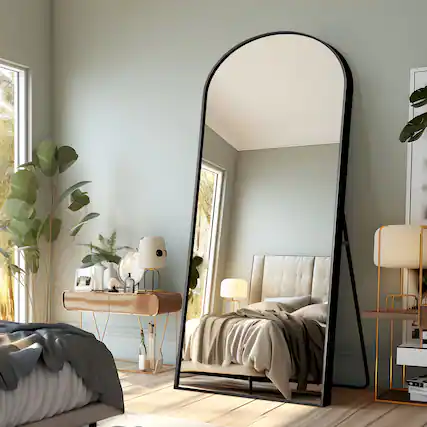 Front. PexFix - 31x71" Full Length Mirror, Metal Frame, Wall Mount or Leaning Floor Mirror for Bedroom & Entryway - Black.