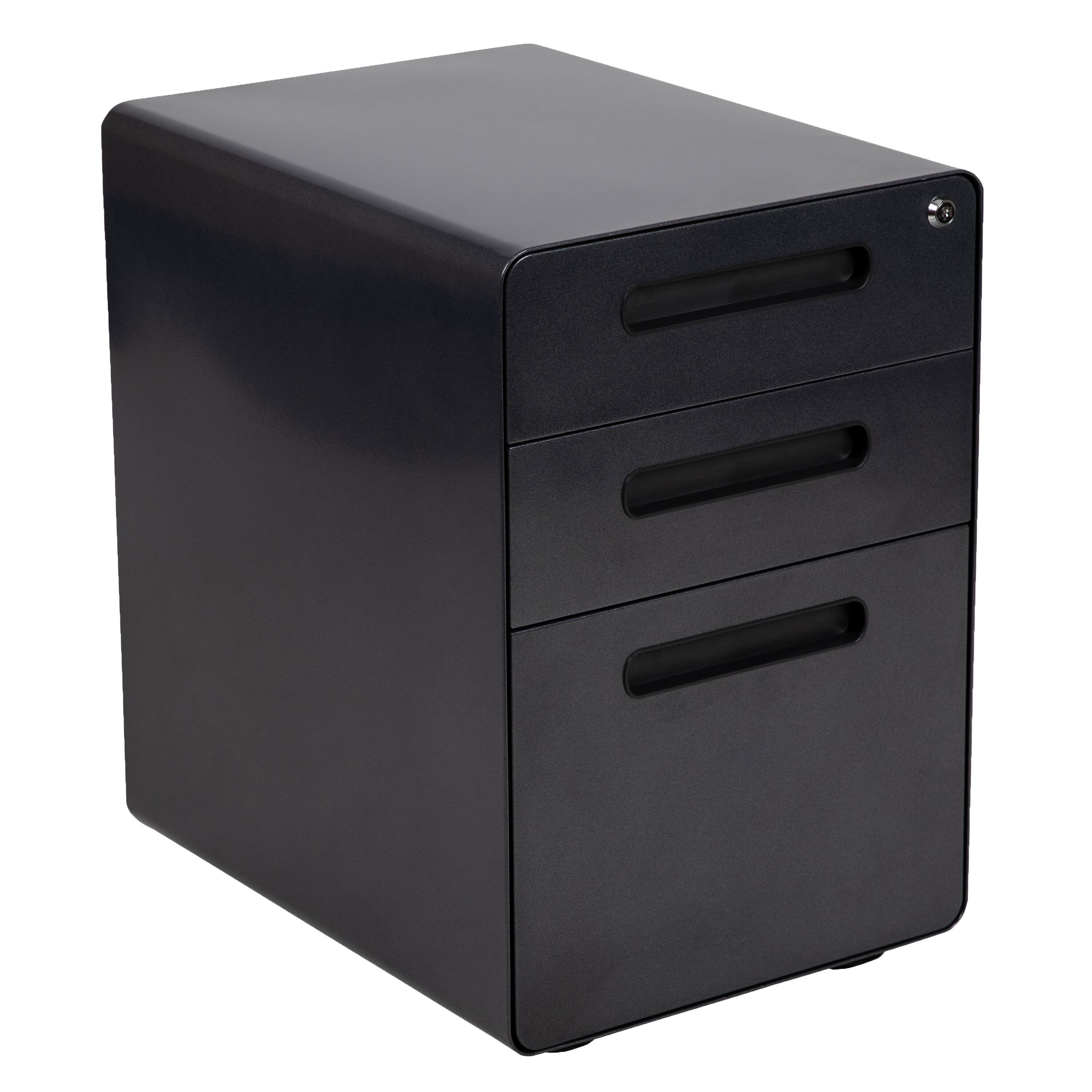 Alt View 9. Emma + Oliver - Work From Home Kit-Computer Desk, Ergonomic Mesh Office Chair, Filing Cabinet - Black.