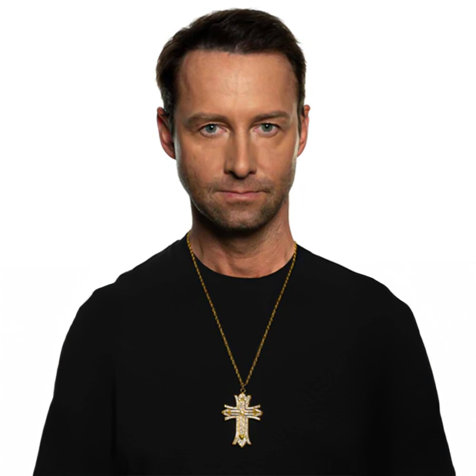 Alt View 10. Underwraps - Gold Rhinestone Cross Necklace Adult Costume Accessory - Gold.