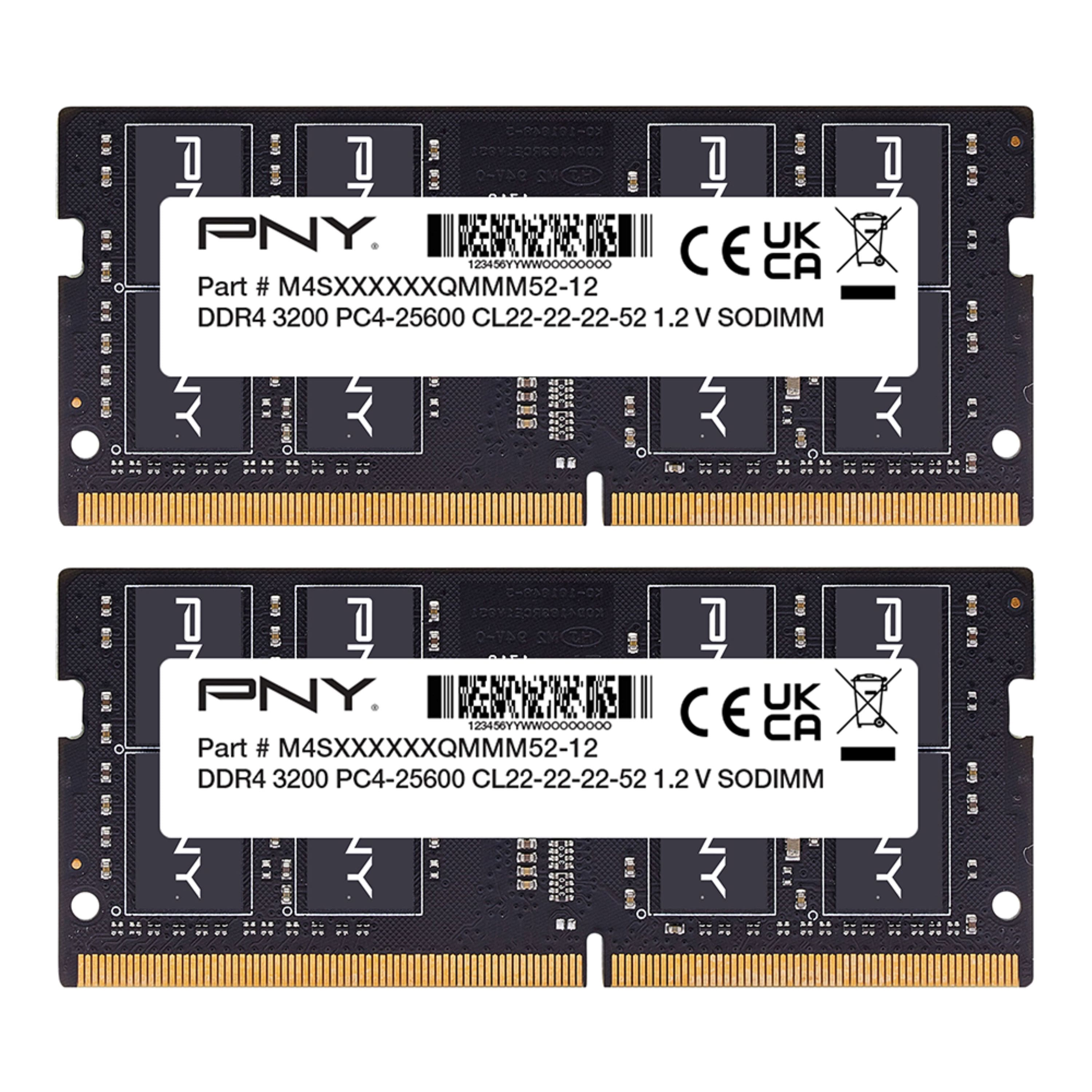 Front. PNY - Performance 16GB (2x8GB) 3200MHz DDR4 DRAM  CL22 So-DIMM Notebook/Laptop Memory Kit - Black.