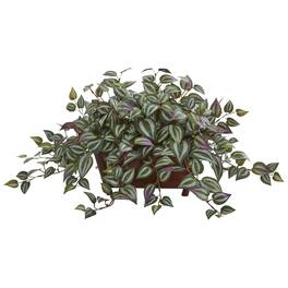 BreeBe - 14" Wandering Jew Artificial Plant in Decorative Planter - Green