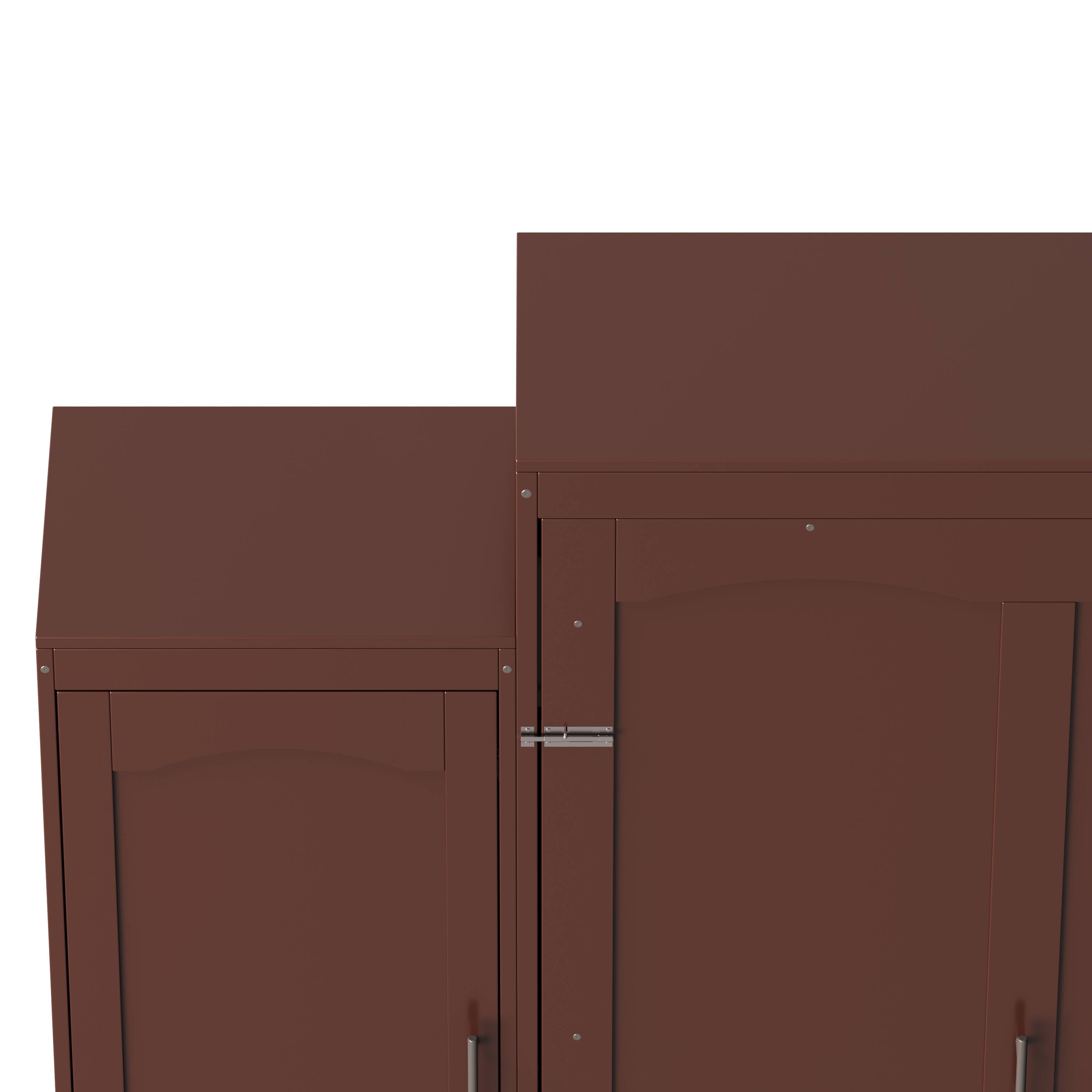 Alt View 10. Tiramisubest - Full Size Murphy Bed with 2 Wardrobe and Storage Shelf, Multifunctional Foldable Platform Bedframe, Walnut - Walnut.