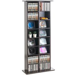 VEVOR - Media Storage Cabinet, 8-layer DVD Shelf Holds up to 464 CDs, Adjustable CD Shelves 16 Compartments - Espresso