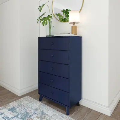 blue 5 drawer dresser Dillon 5-Drawer Split Top Chest