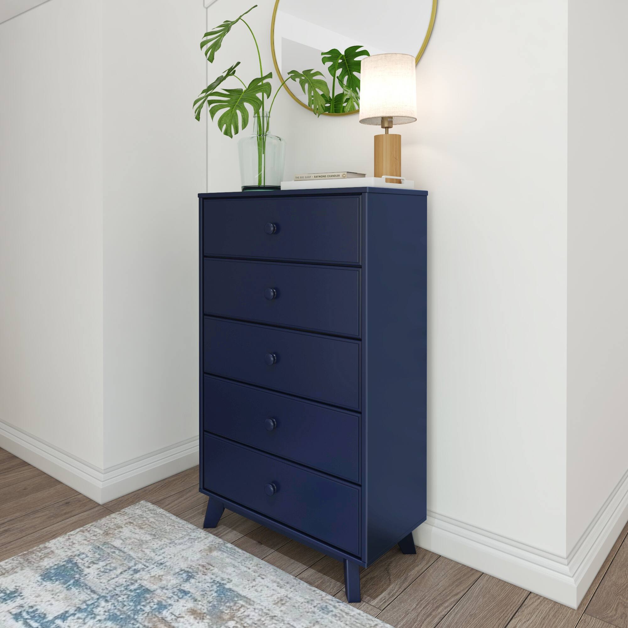 blue 5 drawer dresser Dillon 5-Drawer Split Top Chest