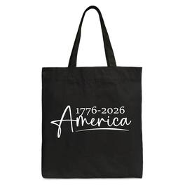 OrnamentallyYou - 250 Years American Anniversary Tote Bag, 4th of July Minimalistic Patriotic 1776–2026 Gift Shopper - Black