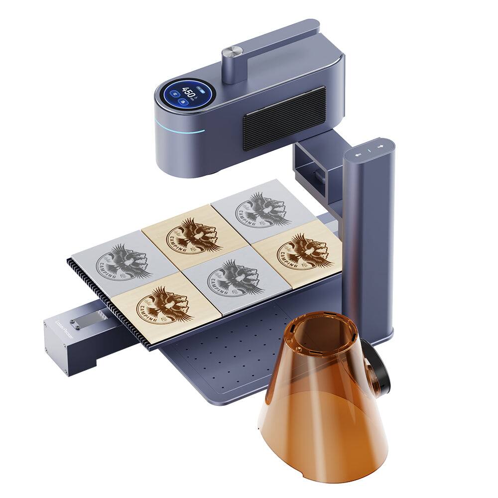 LaserPecker LP4 dual laser engraver with Slide extension, working