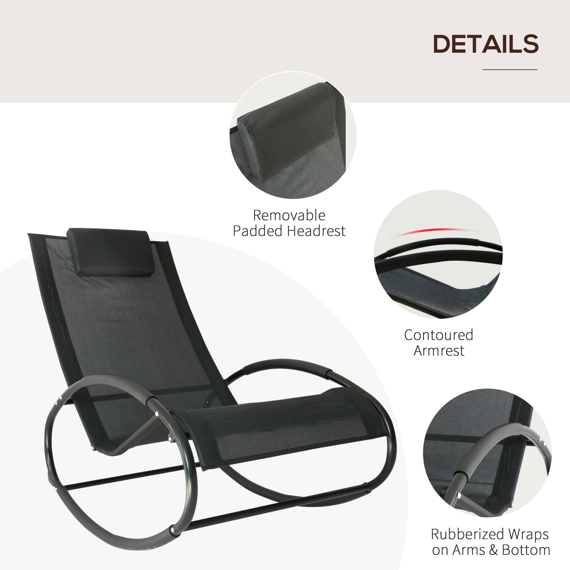DETAILS

Removable Padded Headrest
Contoured Armrest
Rubberized Wraps on Arms & Bottom
