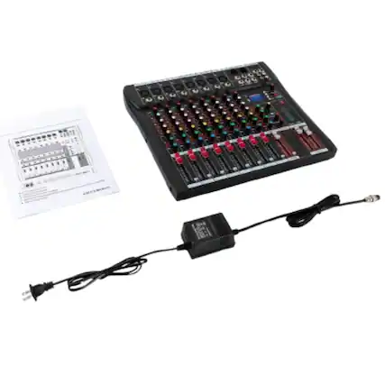 Front. Home Collection - 8-Channel Bluetooth Studio Audio Mixer – Live Sound Mixing Console with USB Interface.