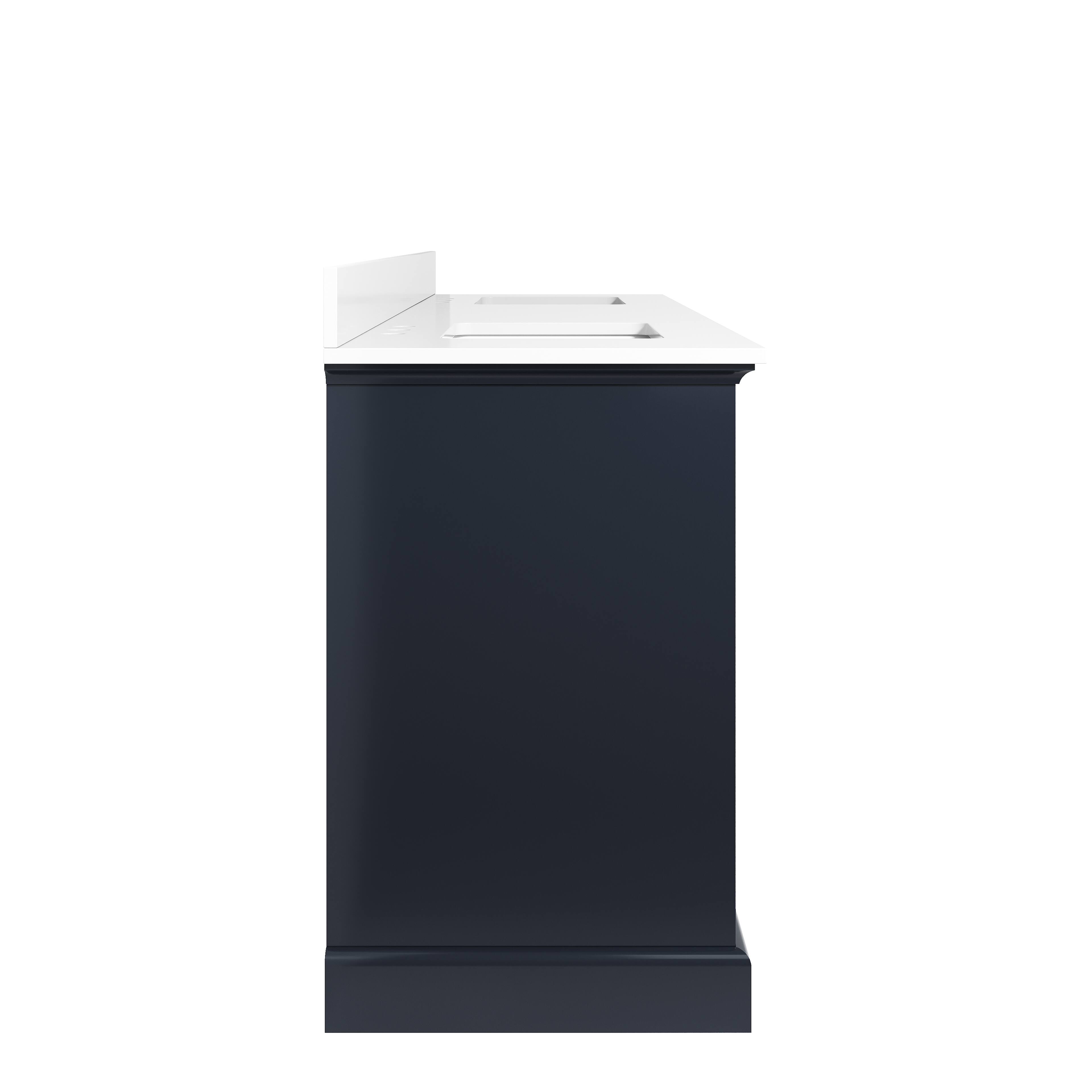 Alt View 10. WELLFOR - LVD 80 in. Solid Wood Double Sink Freestanding Bath Vanity with Culutered Marble Top, Assembled - Navy Blue.