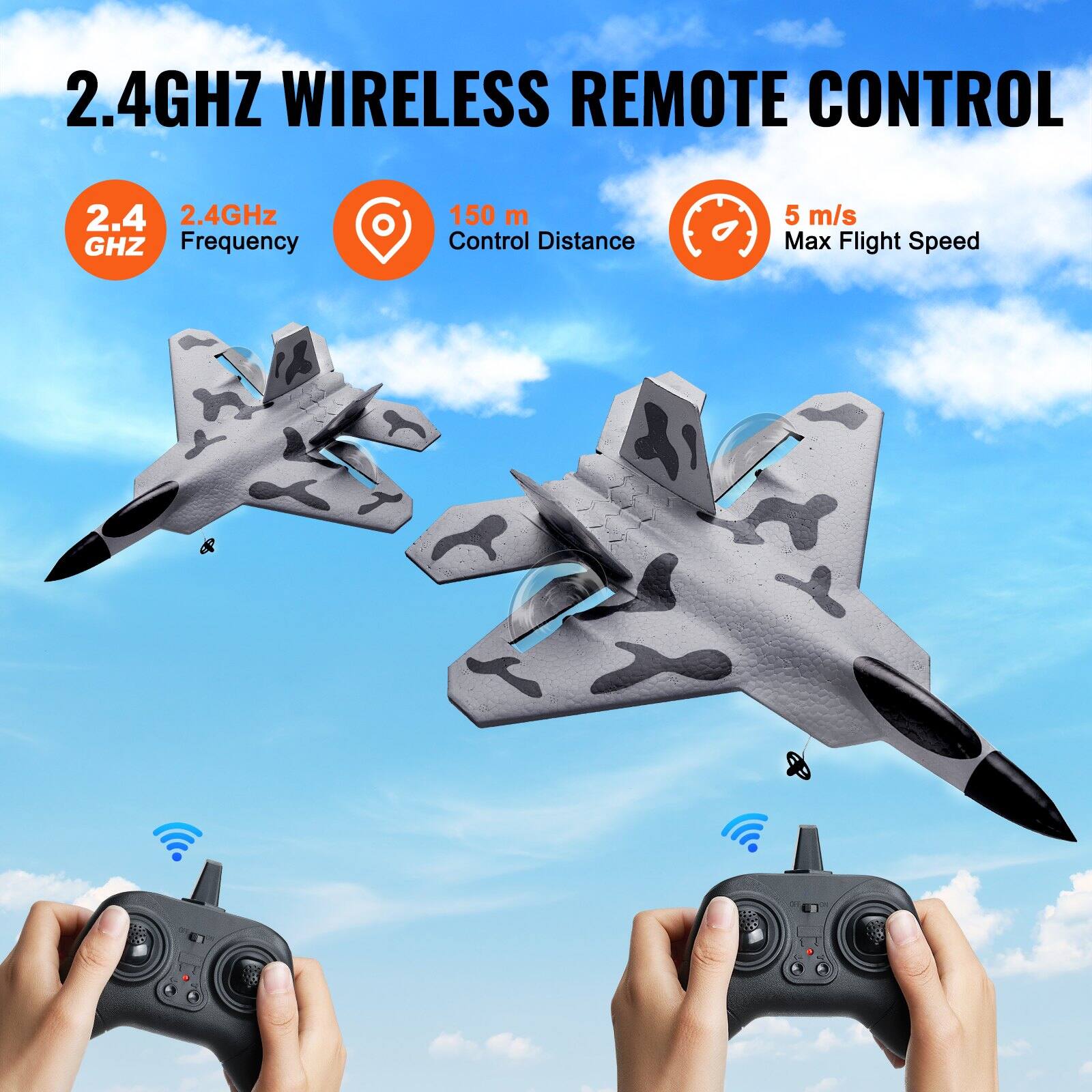 2.4GHz Wireless Remote Control

- 2.4GHz Frequency
- 150m Control Distance
- 5m/s Max Flight Speed