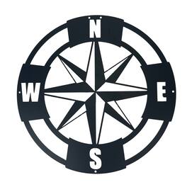 Chesapeake Bay - Intricate Metal Compass Rose Wall Art – 15.5 Inch Diameter – Durable Laser-Cut Design – Perfect for Nautical Decor - Black