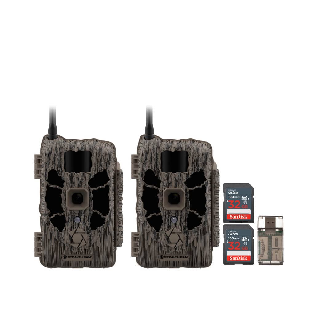 Stealth Cam - (Two) DECEPTOR MAX 40MP Trail Camera with 32GB Memory Cards and Card Reader