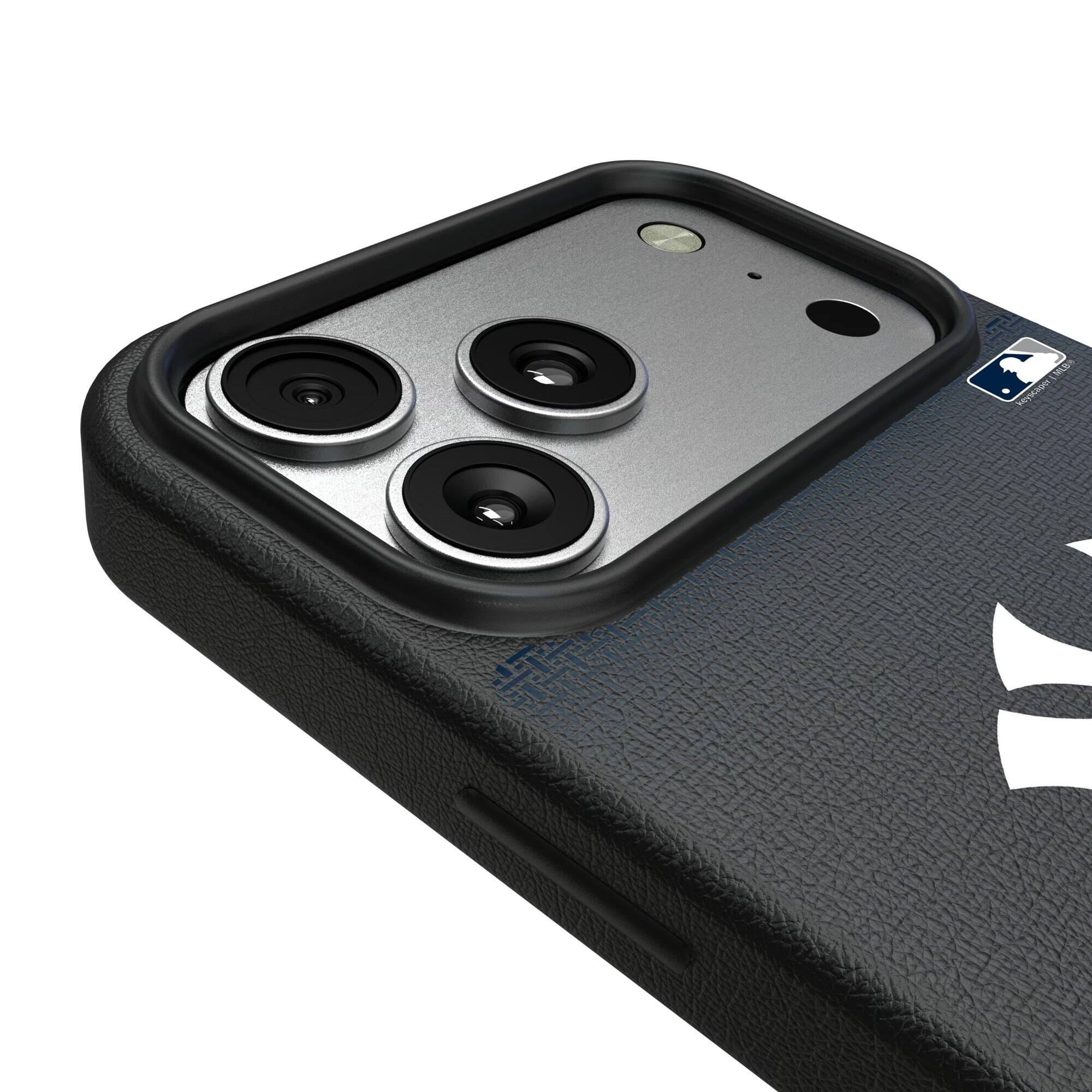 Alt View 2. Keyscaper - New York Yankees Linen Logo iPhone Magnetic Bump Case - 15 - Black.