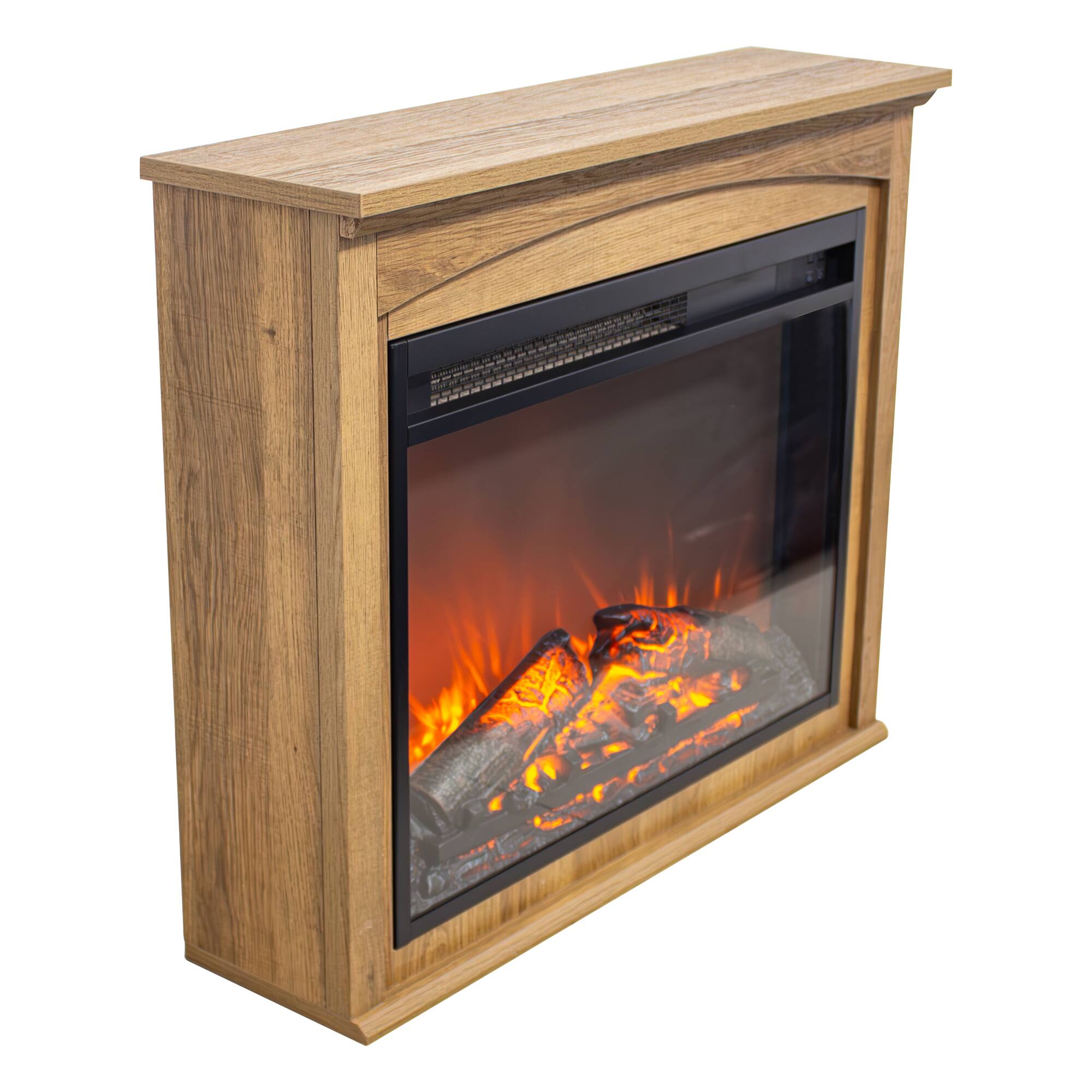 Alt View 1. GOODSILO - 28 Inch TV Stand Media Center with Electric Fireplace - Antique brown.