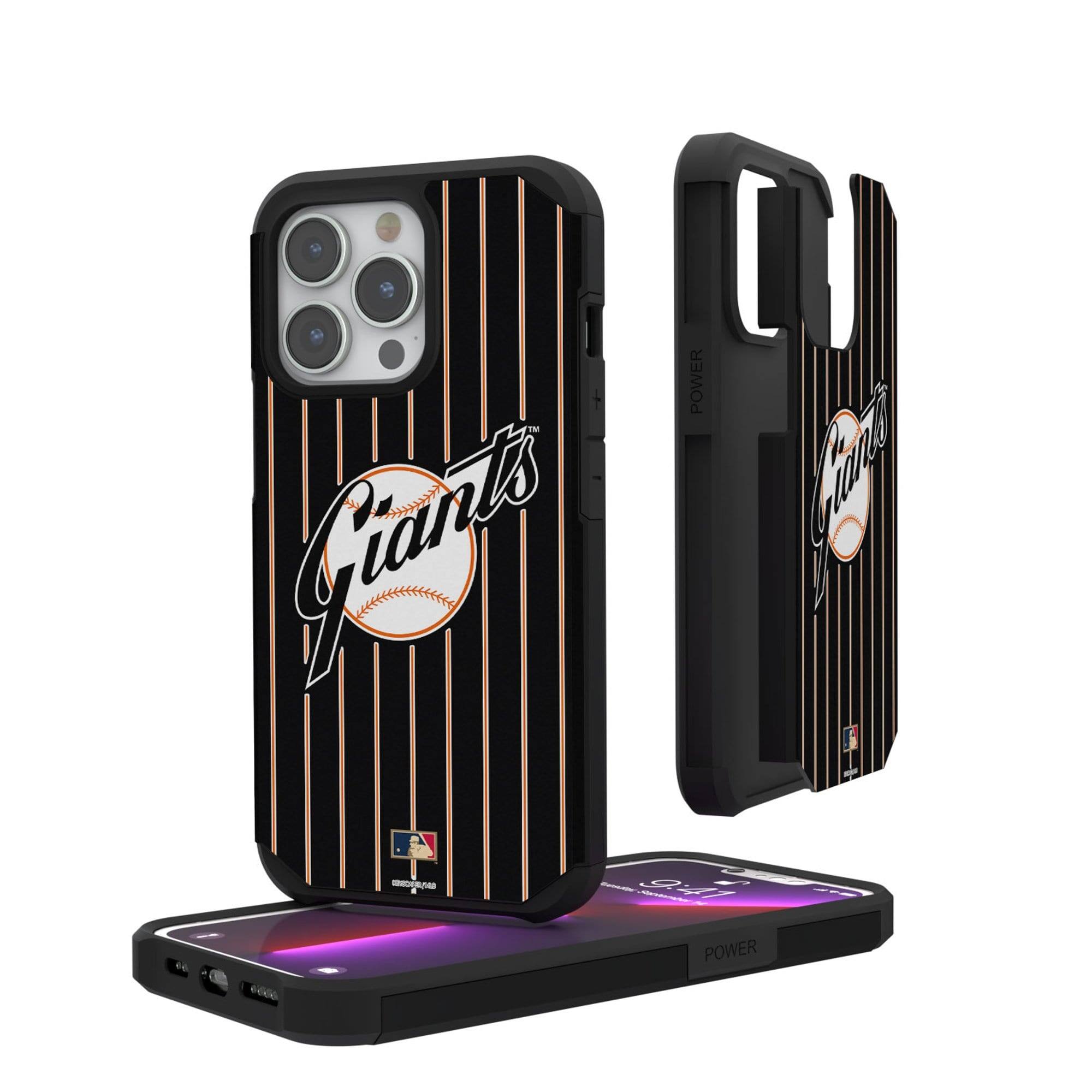 Keyscaper - MLB - San Francisco Giants Primary Logo iPhone Pinstripe Cooperstown Design Rugged Case - 15 - Multicolor