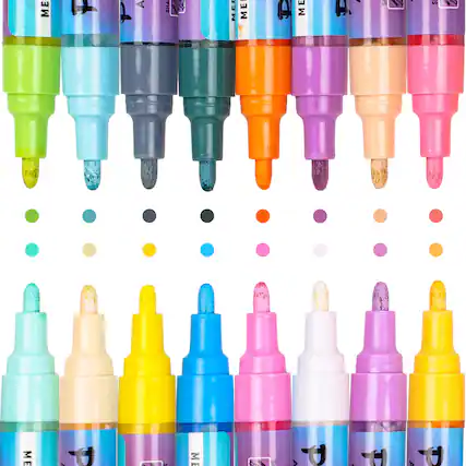 Front. Pintar - Pastel Acrylic Paint Pens - Medium Point Tip Brush Pens & Fabric Markers for Drawing & Art Supplies - Pack of 16, 5 mm.