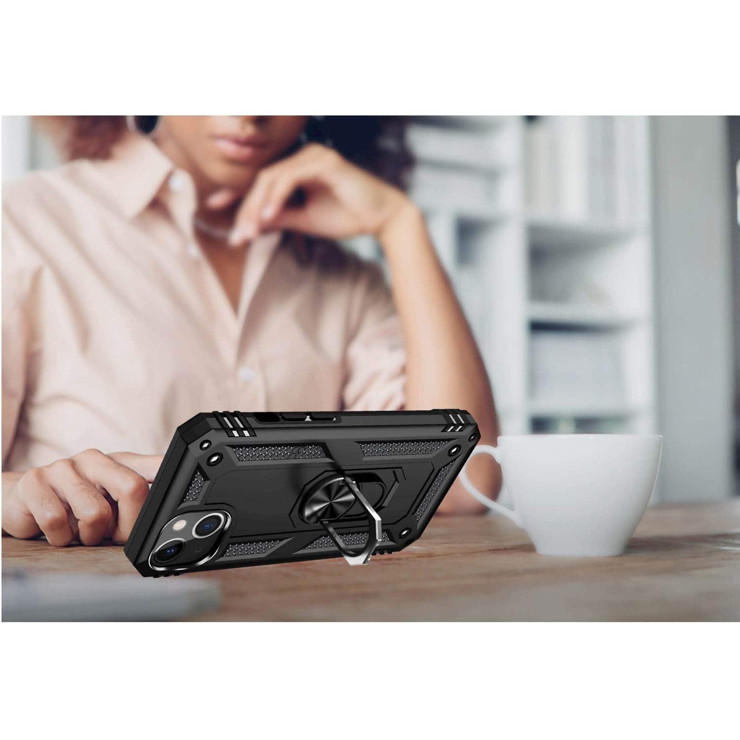 Alt View 15. SaharaCase - Kickstand with Belt Clip Case for Apple iPhone 13 and iPhone 14 - Black.