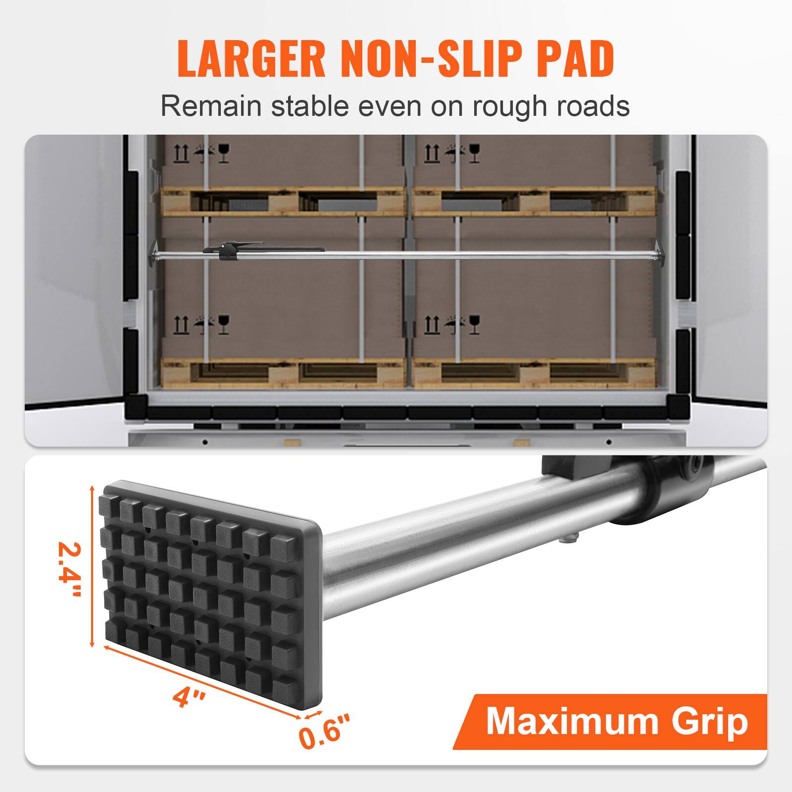 LARGER NON-SLIP PAD  
Remain stable even on rough roads  

2.4"  
4"  
0.6"  

Maximum Grip