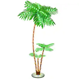 TECH SAFARI - Lighted Palm Tree Bar Outdoor Christmas Decorations Decor Light Up Led Artificial Faux Trees Lights For - Default