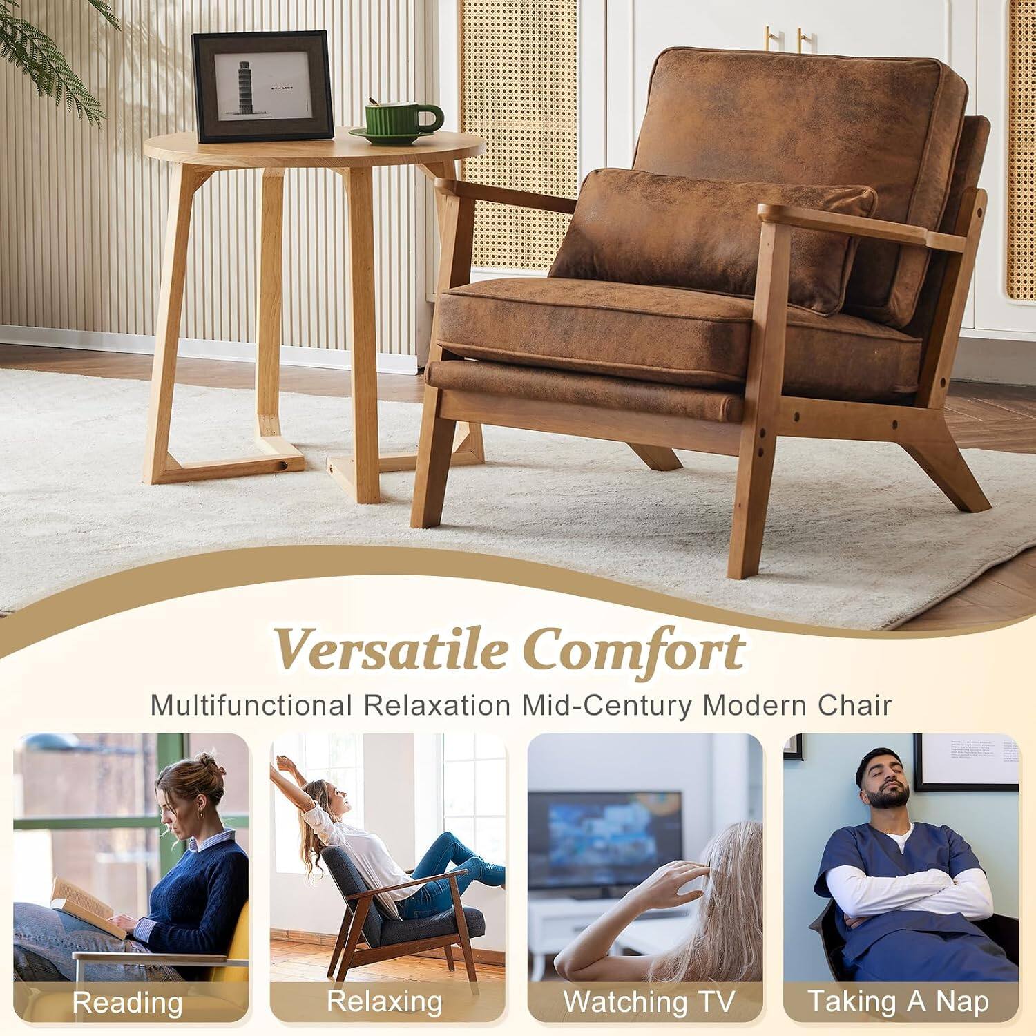 Versatile Comfort  
Multifunctional Relaxation Mid-Century Modern Chair

- Reading
- Relaxing
- Watching TV
- Taking A Nap