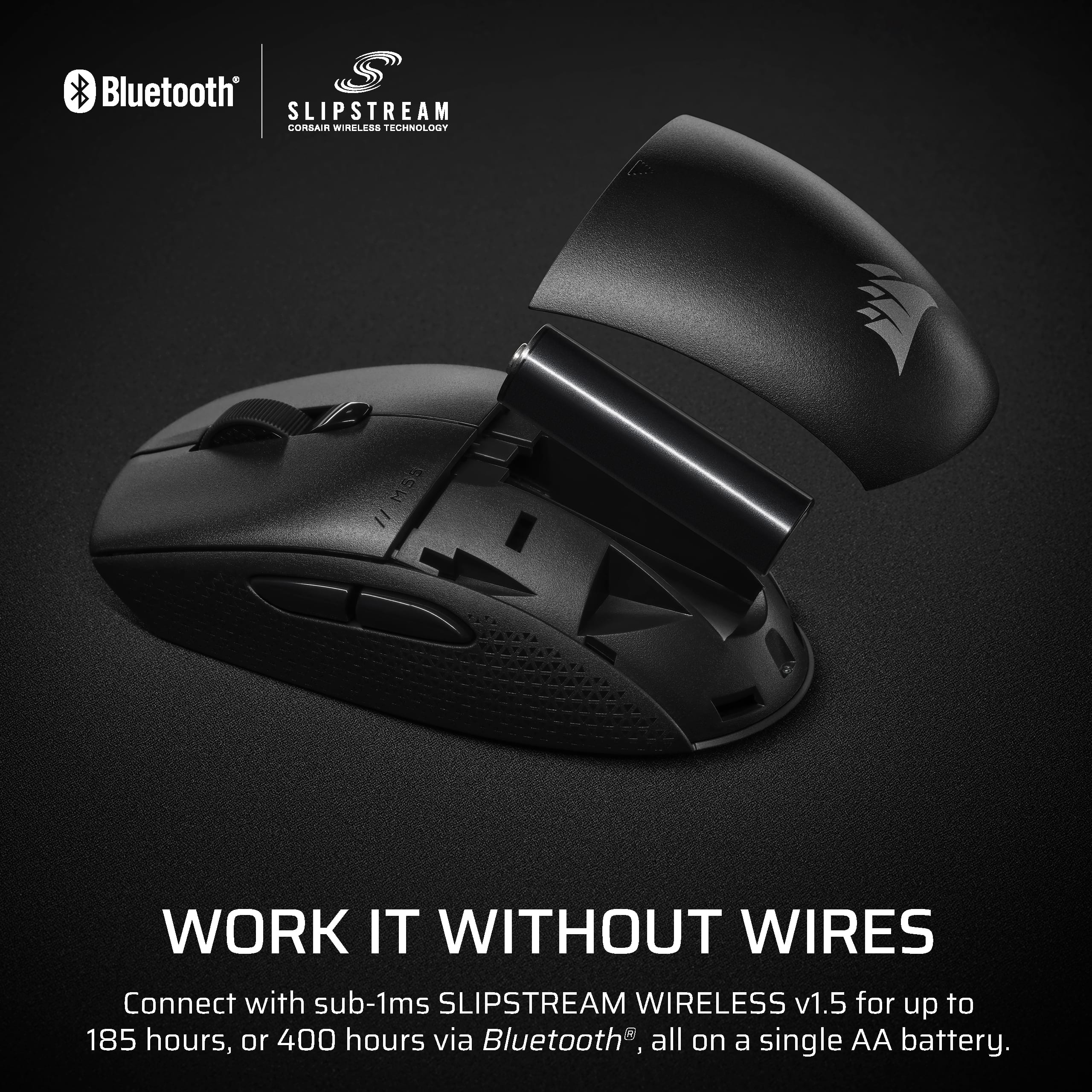 Bluetooth SLIPSTREAM wireless technology allows you to work it without wires. Connect with sub-1ms SLIPSTREAM WIRELESS v1.5 for up to 185 hours, or 400 hours via Bluetooth, all on a single AA battery.