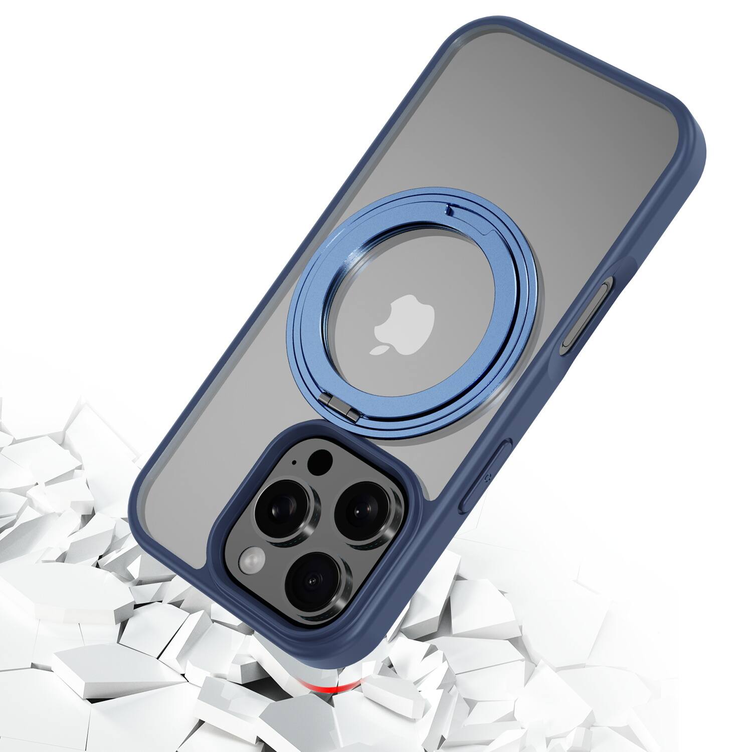 Alt View 4. Mybat Pro - MyBat Pro Lure Series 360° Ring Stand MagSafe Case for Apple iPhone 16 Pro - Blue - Clear/Blue.