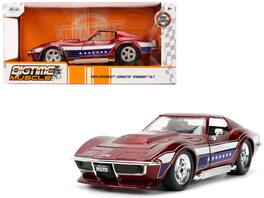 Jada - 1969 Chevrolet Corvette Stingray ZL1 Red Metallic with Stars and Stripes Graphics "Bigtime Muscle" Series 1/24 - Red Metallic