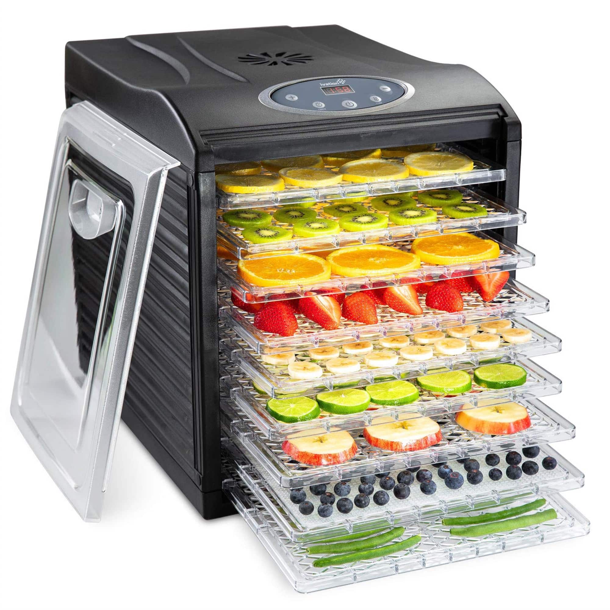 Ivation - 9-Tray Countertop Digital 600W Food Dehydrator W/Preset Temp Settings & Auto Shutoff Timer - Black