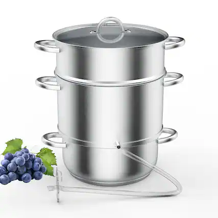 Front. Winado - 11 Quart Juice Steamer Stainless Steel with Tempered Glass Lid Clamp, Loop Handles for Restaurant Soup, Juice & Steaming - Silver.