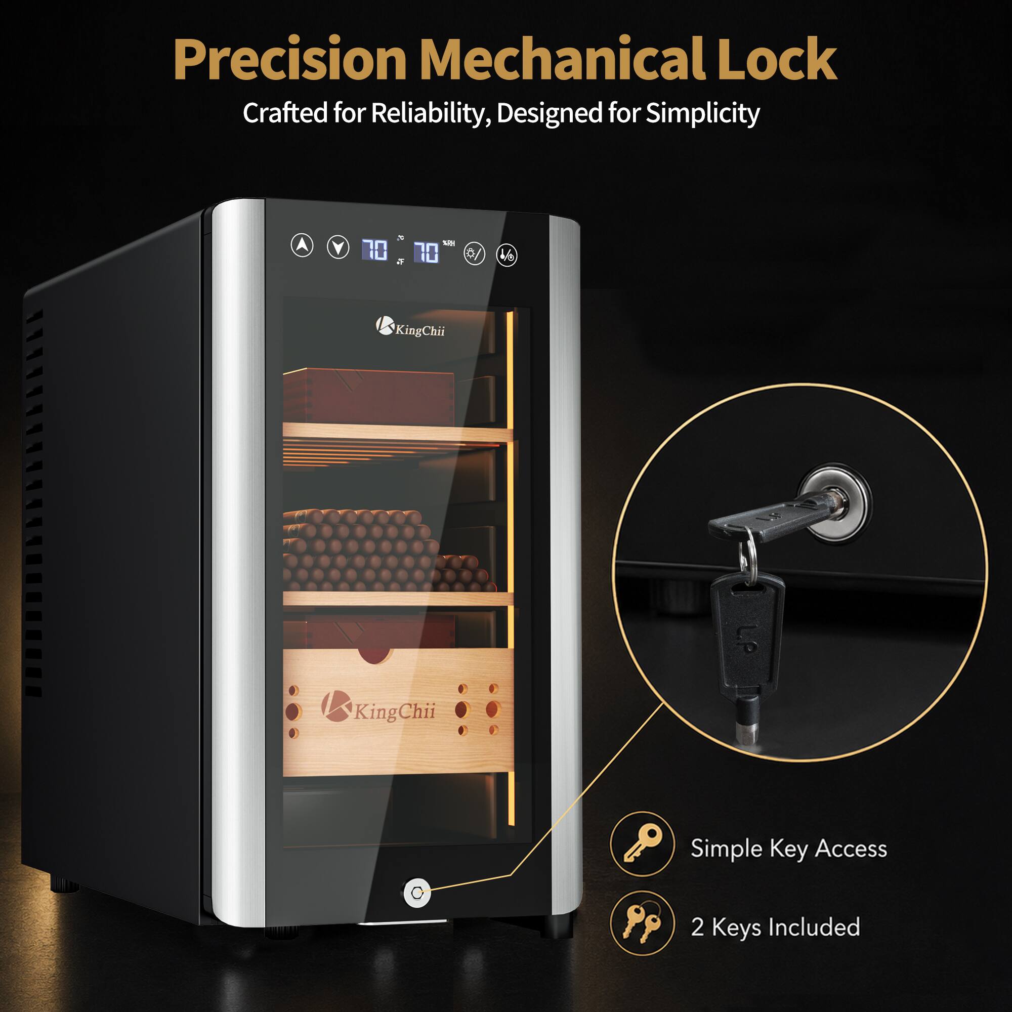Precision Mechanical Lock  
Crafted for Reliability, Designed for Simplicity  

SAH 70 70 5  
4/8  
KingChii  
KingChii  
Simple Key Access  
2 Keys Included