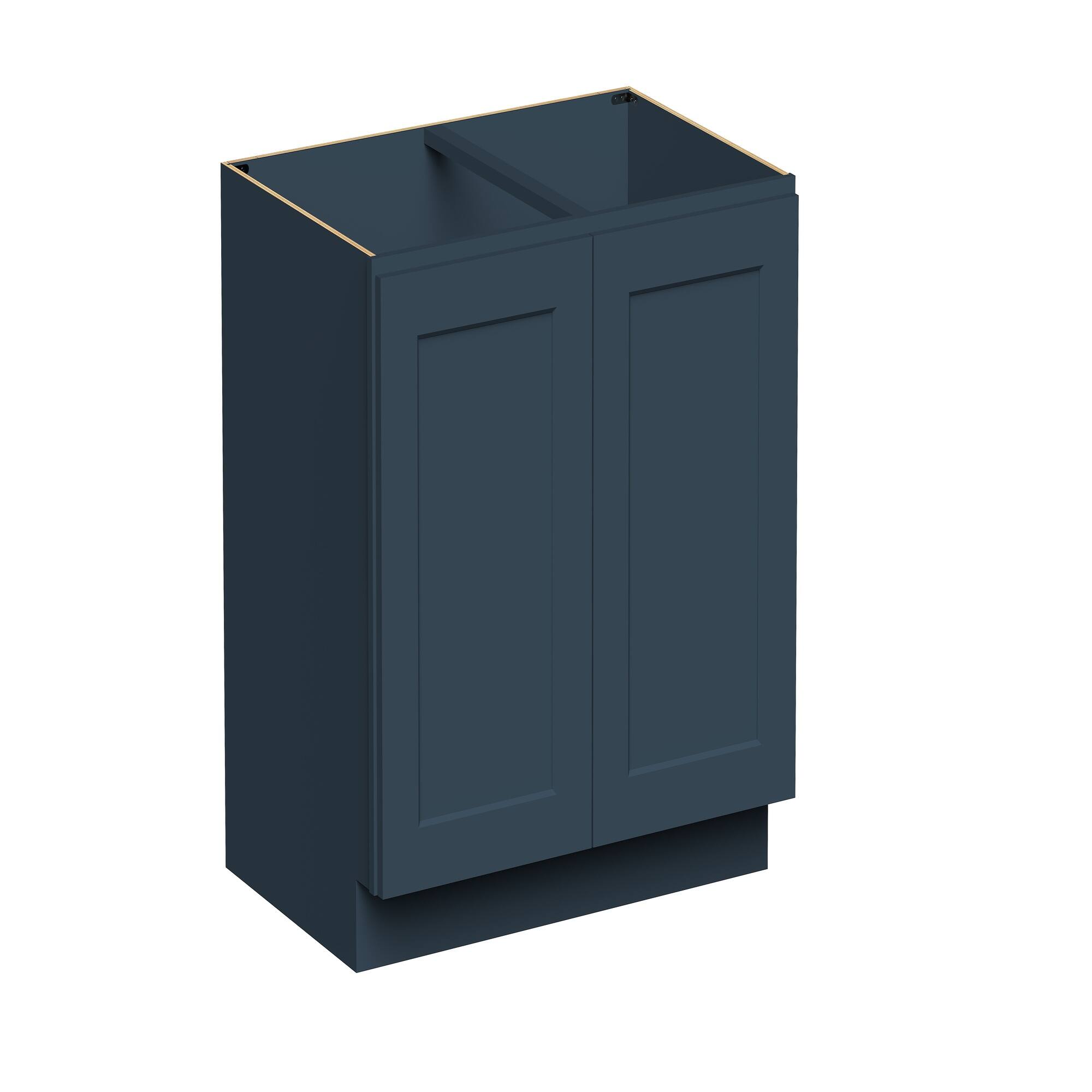 Angle. Boyel Living - 36-in W x 34.5-in H x 24-in D Shaker RTA Kitchen Full Height Door Base Cabinet with Soft-Close - Charcoal Blue.