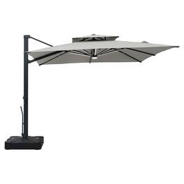 Mondawe - 10*10ft Patio Cantilever Umbrella Double Top with Detachable LED Light Strip and Base - Gray