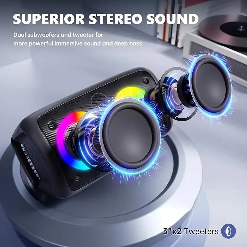 SUPERIOR STEREO SOUND  
Dual subwoofers and tweeter for more powerful immersive sound and deep bass  
3"x2 Tweeters