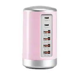 Kitcheniva - 6 USB Charging Tower High Speed Multi Device Power Charging Station - Pink