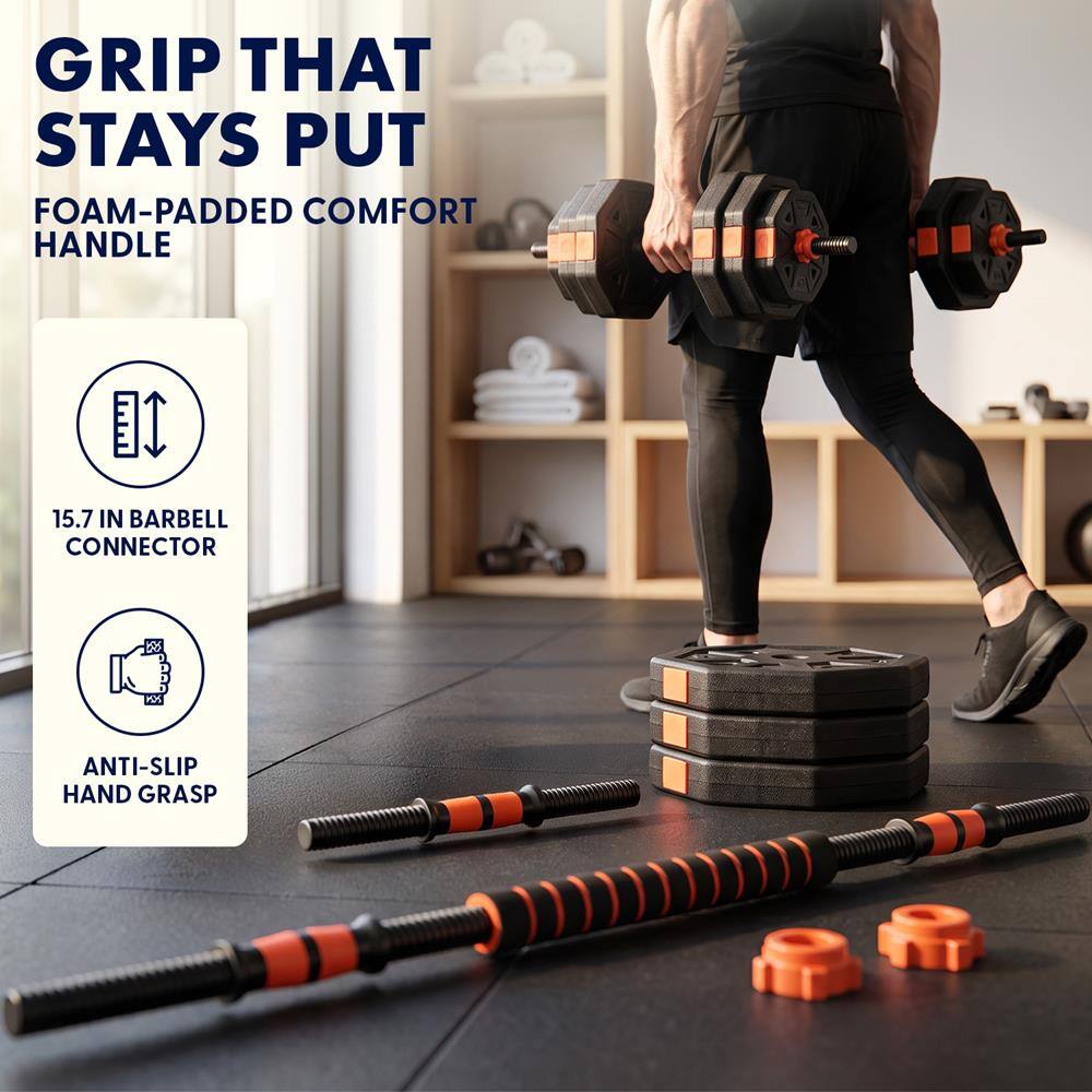 GRIP THAT STAYS PUT  
FOAM-PADDDED COMFORT HANDLE  
15.7 IN BARBELL CONNECTOR  
ANTI-SLIP HAND GRASP