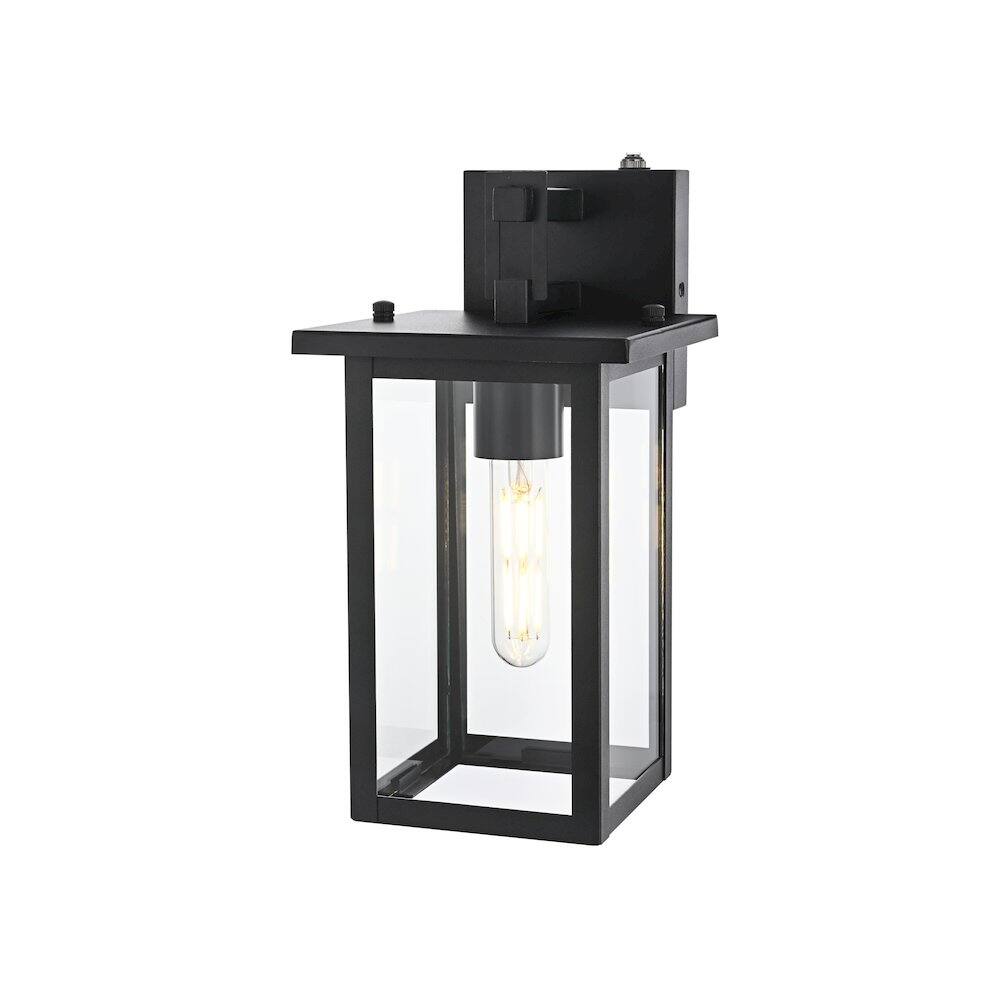 Angle. Elegant Lighting - Venango 7 inch Outdoor Pendant in Black - Black.