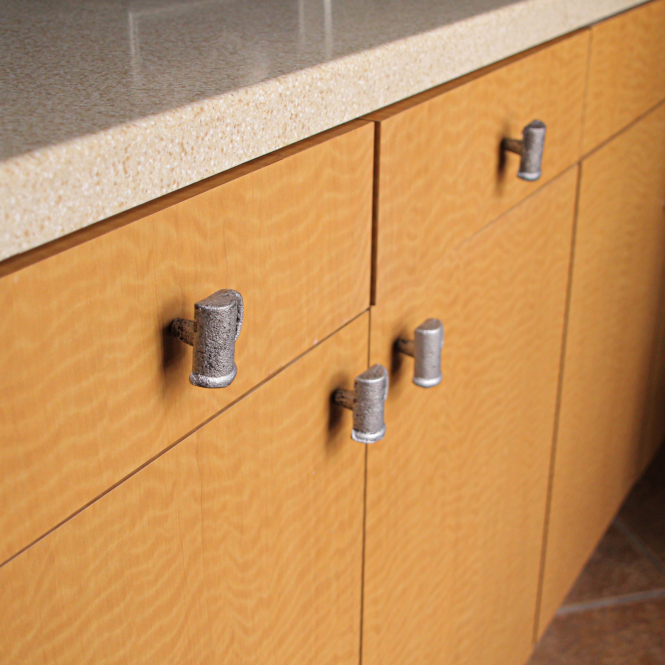 Alt View 3. Zeckos - Antique Silver Finish Cast Iron Beer Mug Cabinet Knob Drawer Pulls Set of 6 - Silver.