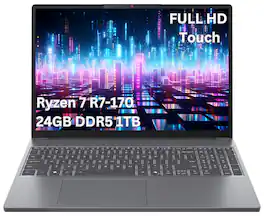 Lenovo - Upgraded - IdeaPad Slim 3 15.3" 2K Touchscreen Laptop - AMD Ryzen 7 170 - 24GB Memory - 1TB SSD-AMD Radeon 680M-Windows 11 Home - Luna Grey
