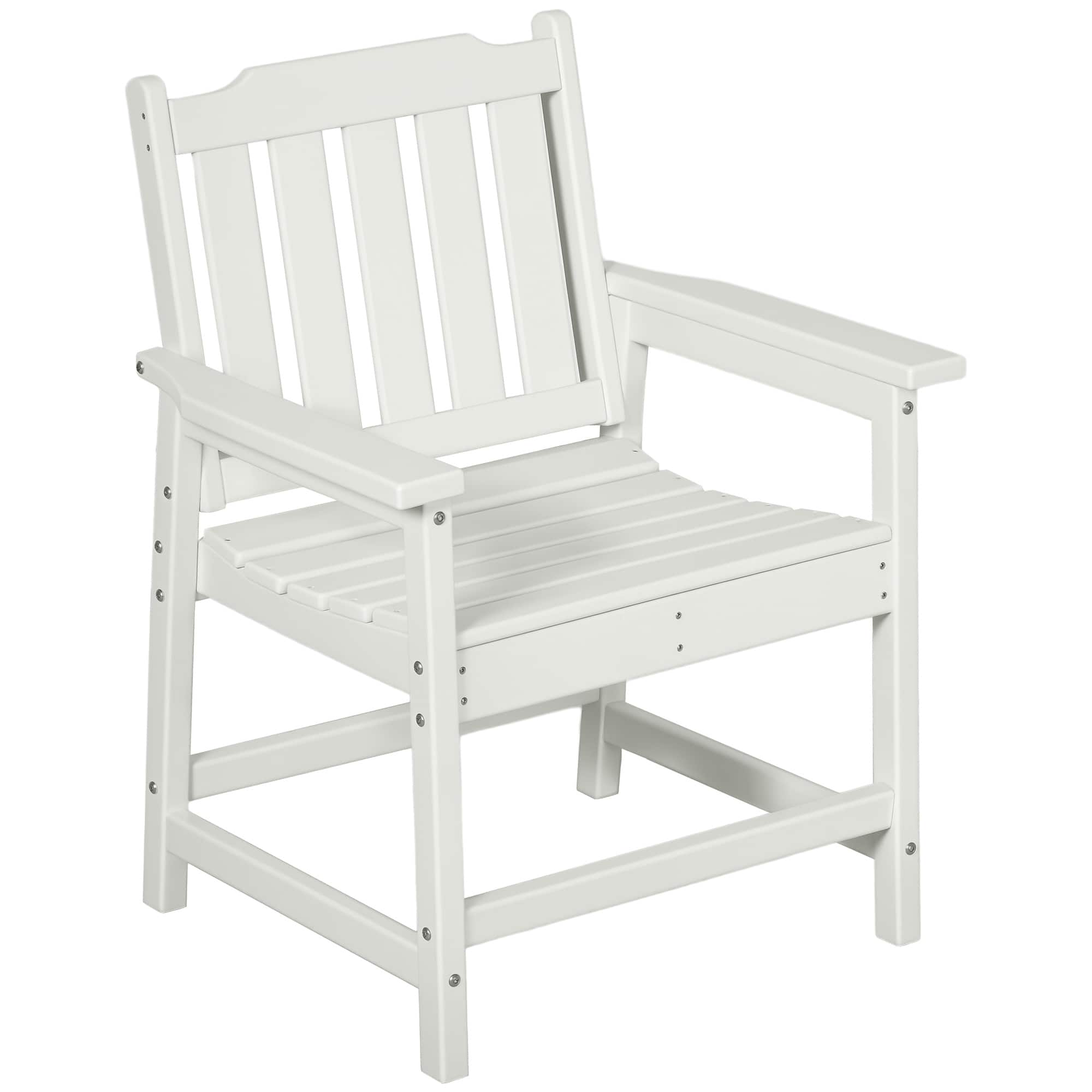 Outsunny - All-Weather Patio Chair, HDPE Patio Dining Chair, Heavy Duty Wood-Like Outdoor Furniture - Teak