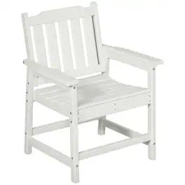 Outsunny - All-Weather Patio Chair, HDPE Patio Dining Chair, Heavy Duty Wood-Like Outdoor Furniture - Teak