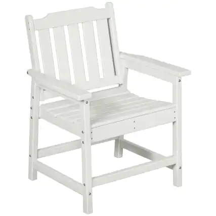 Front. Outsunny - Outsunny All-Weather Patio Chair, HDPE Patio Dining Chair, Heavy Duty Wood-Like Outdoor Furniture - Teak.