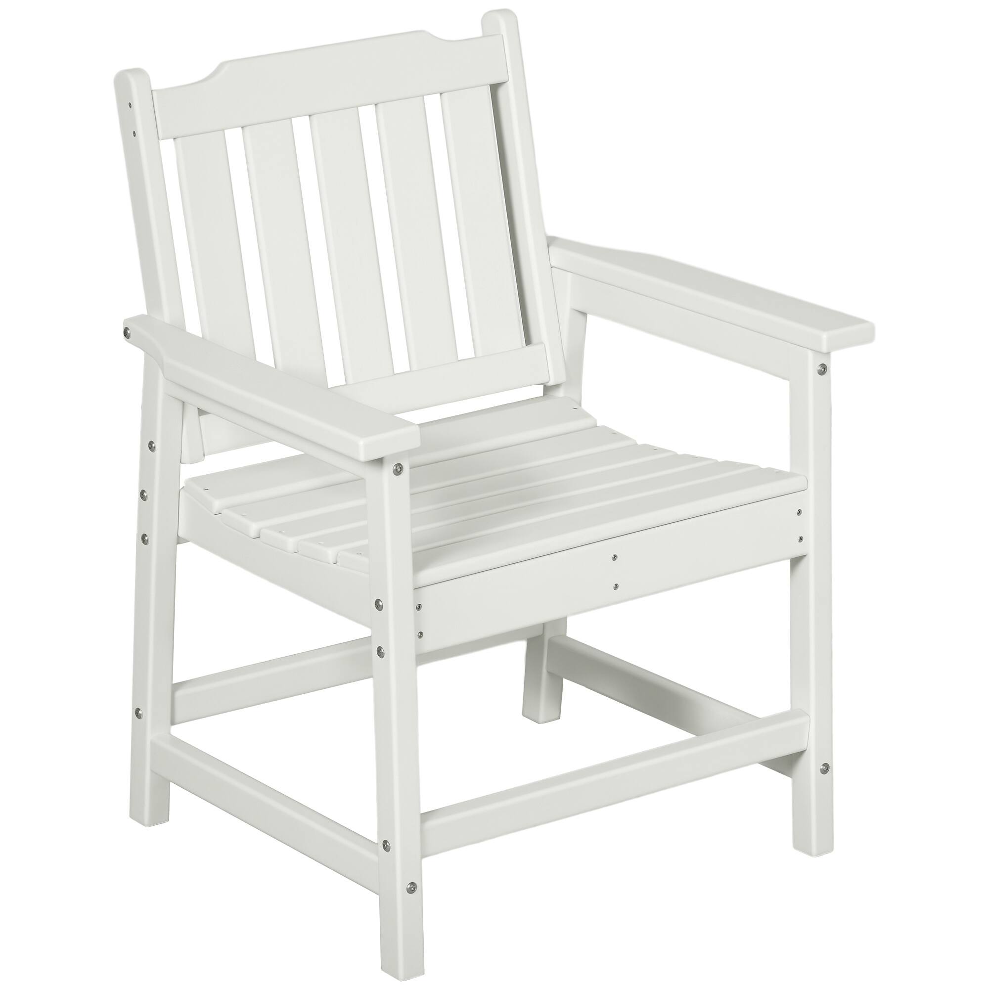 Front. Outsunny - Outsunny All-Weather Patio Chair, HDPE Patio Dining Chair, Heavy Duty Wood-Like Outdoor Furniture - Teak.