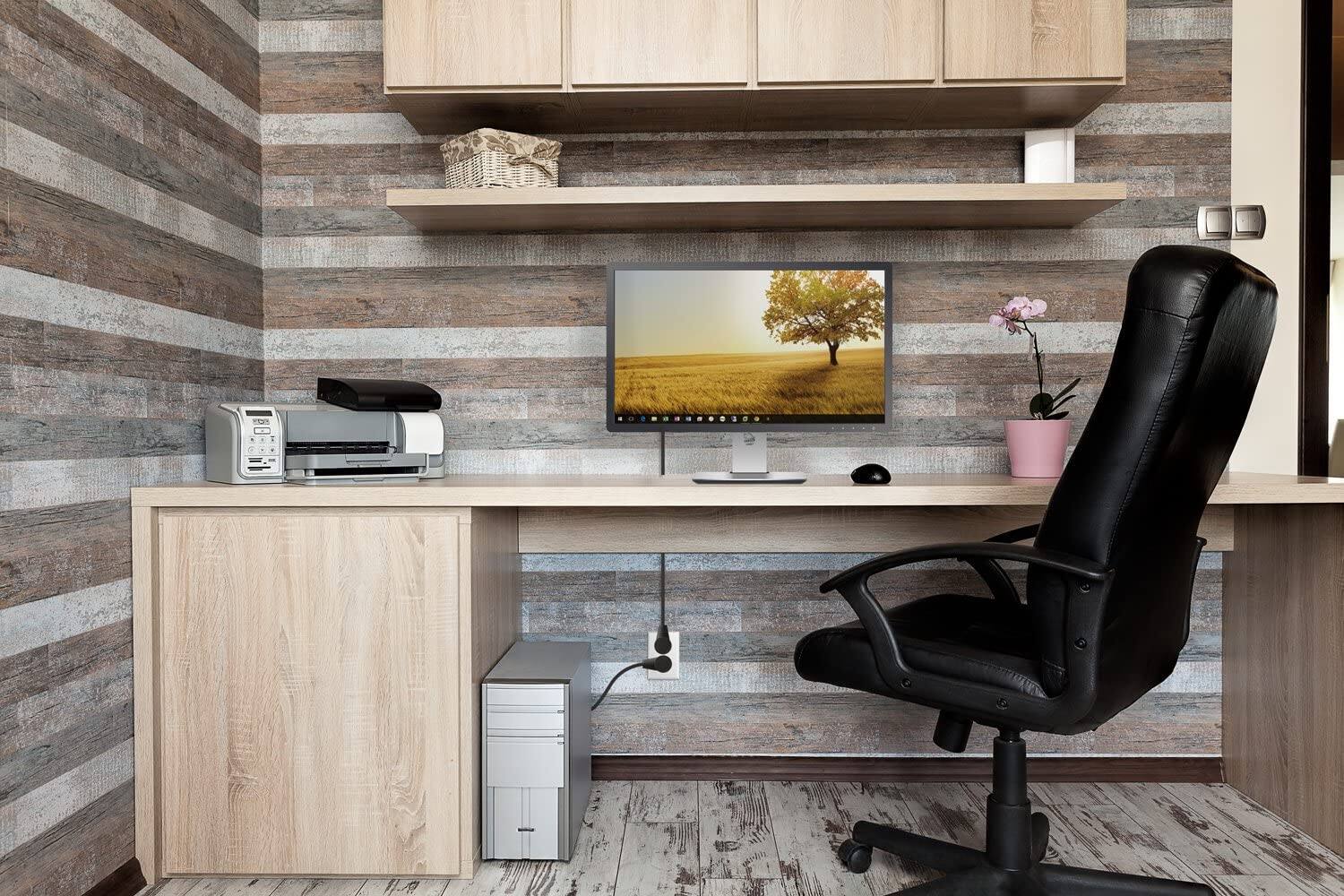 Alt View 6. Maximm - Monitor Computer Power Cord 3 Ft Flat Plug 360° Rotating PC Cable 3 Prong, 16 AWG NEMA 5-15P to IEC13 - UL Certified - Black.